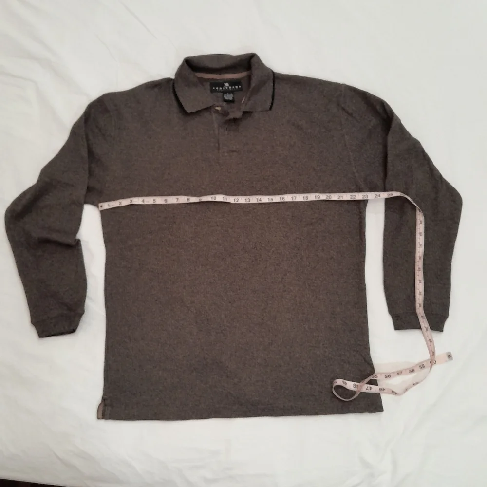 Consensus Sportswear Cotton Blend Collared Sweater, Brown, Tan, Black, L